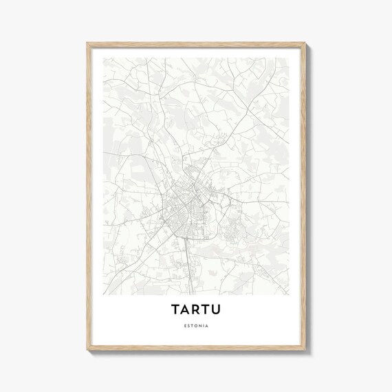 Tartu Estonia Minimalist Black and White City Map Art Poster