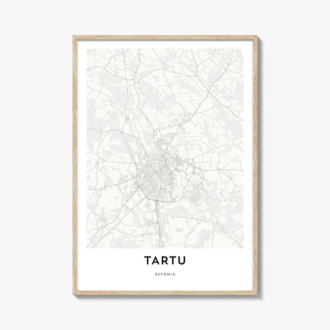 Tartu Estonia Minimalist Black and White City Map Art Poster