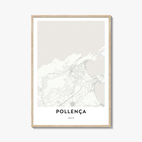 Pollenca Mallorca Spain Minimalist City Street Map Line Art Poster