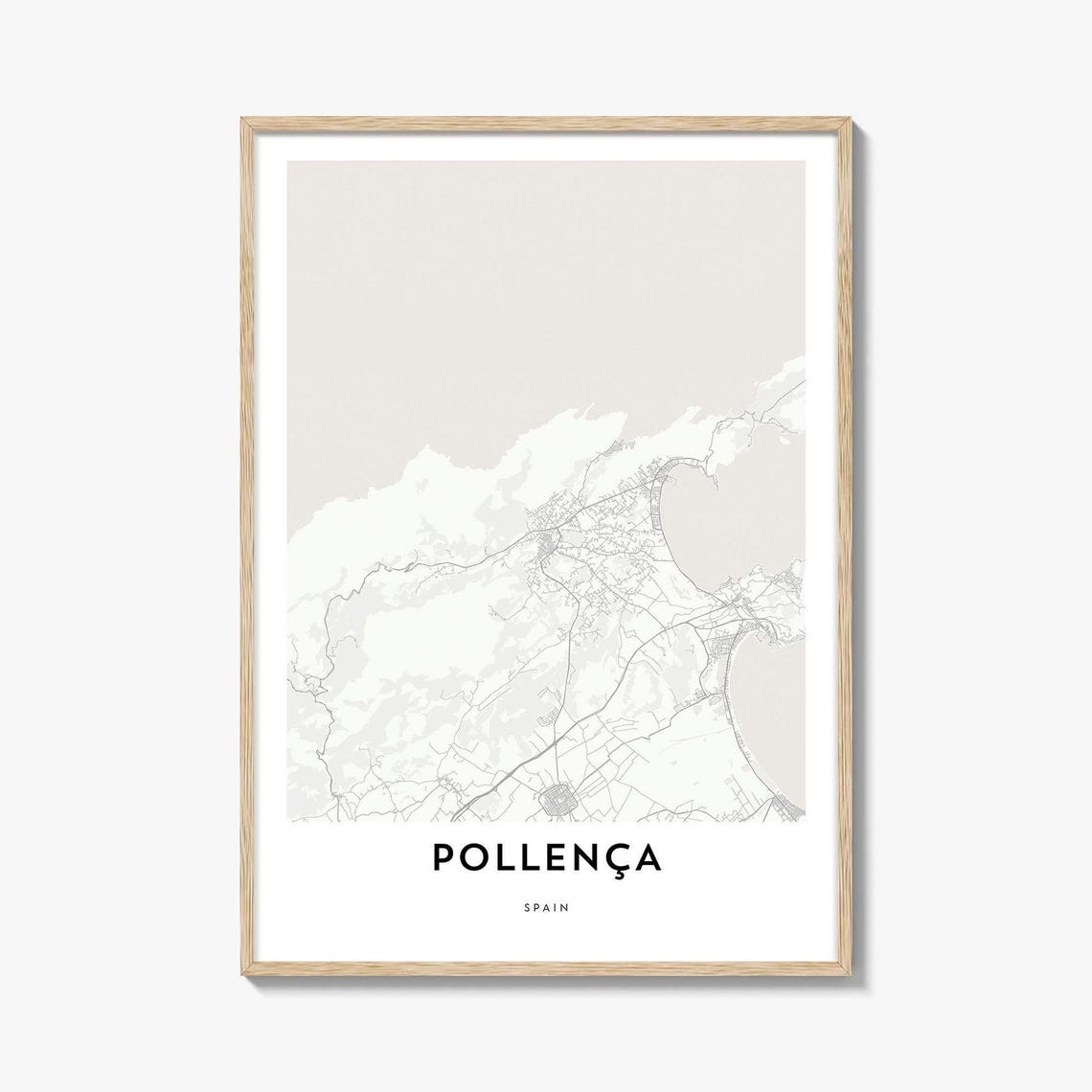 Pollenca Mallorca Spain Minimalist City Street Map Line Art Poster