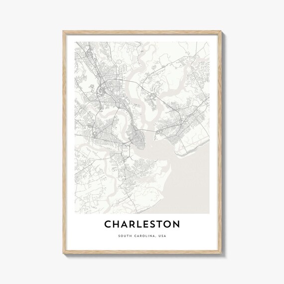 Minimalist Charleston South Carolina Street Map City Art Poster