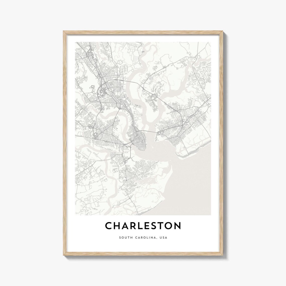 Minimalist Charleston South Carolina Street Map City Art Poster