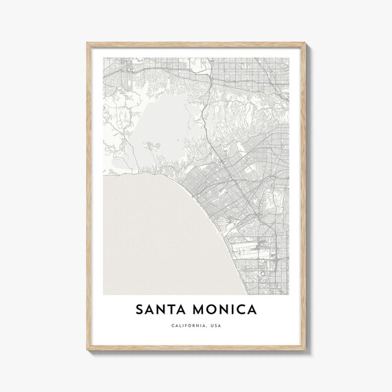 Santa Monica California USA Minimalist White City Map Poster