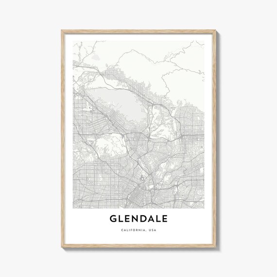 Glendale California Minimalist City Map Modern Street Lines Art Poster