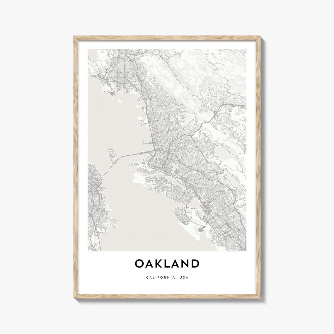 Oakland California City Street Map Minimalist Line Art Wall Print