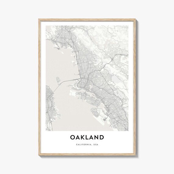 Oakland California City Street Map Minimalist Line Art Wall Print