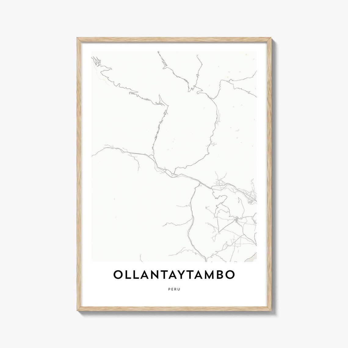 Ollantaytambo Peru Minimalist Andean City Map Line Art Poster