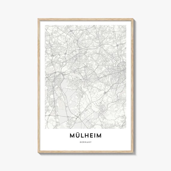 Mülheim Germany River City Minimalist Map Street Line Art Poster