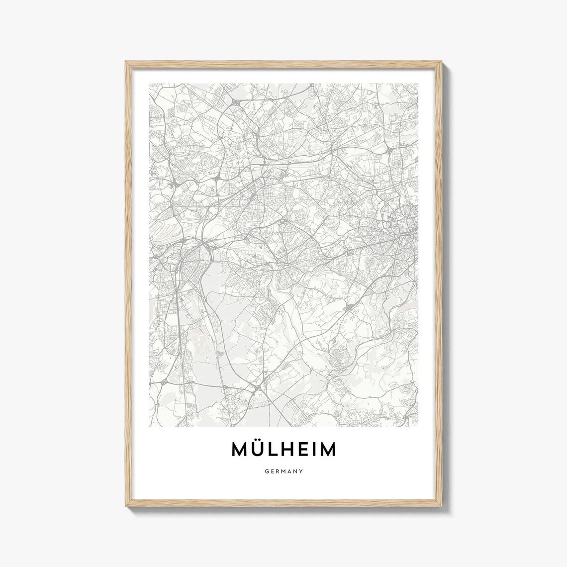 Mülheim Germany River City Minimalist Map Street Line Art Poster