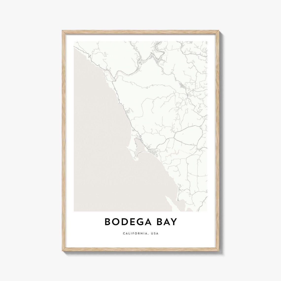 Bodega Bay California USA Minimalist Coastal Map Line Poster