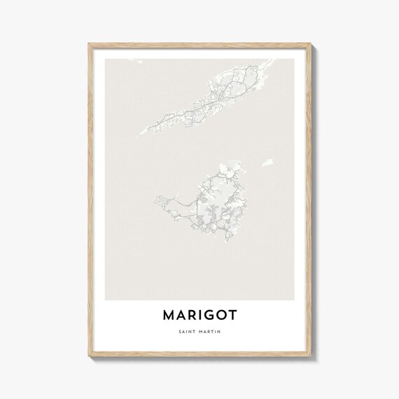Marigot Saint Martin Caribbean Island Minimalist Map Line Art Poster