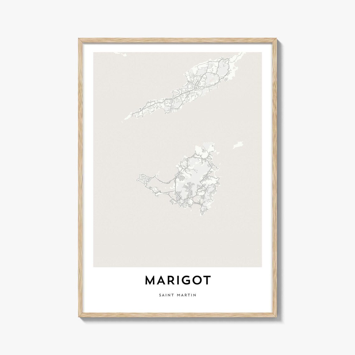 Marigot Saint Martin Caribbean Island Minimalist Map Line Art Poster