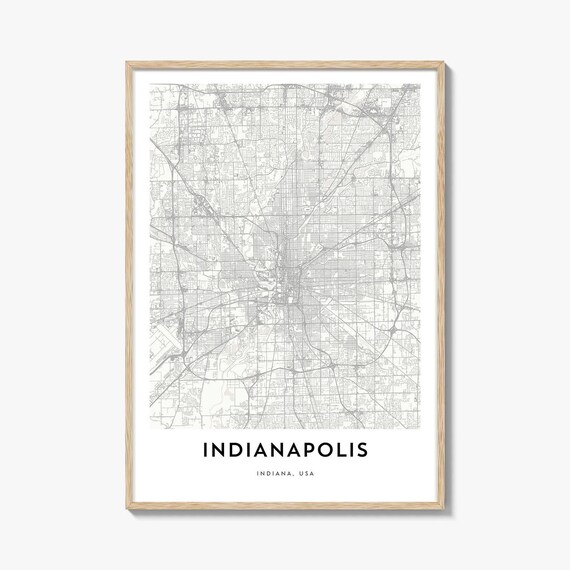Indianapolis Indiana USA Minimalist City Street Map Modern Art Poster