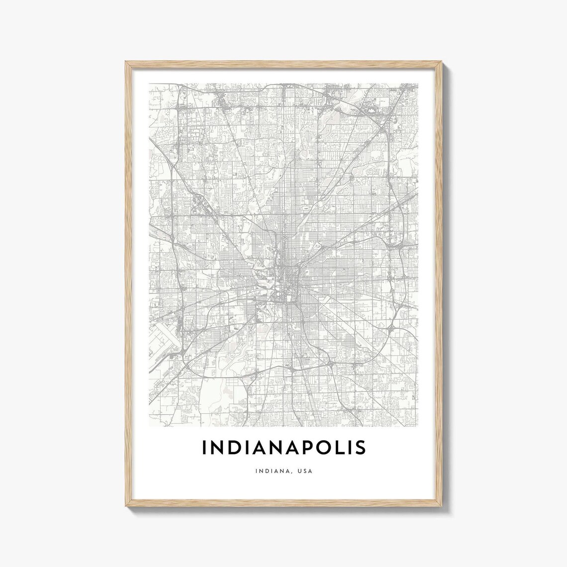 Indianapolis Indiana USA Minimalist City Street Map Modern Art Poster