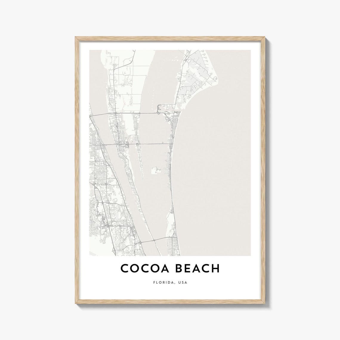 Cocoa Beach Florida Coastal Map Poster Minimalist Modern Art