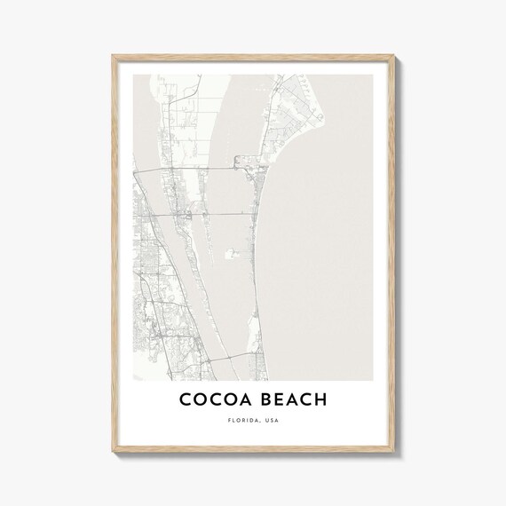 Cocoa Beach Florida Coastal Map Poster Minimalist Modern Art