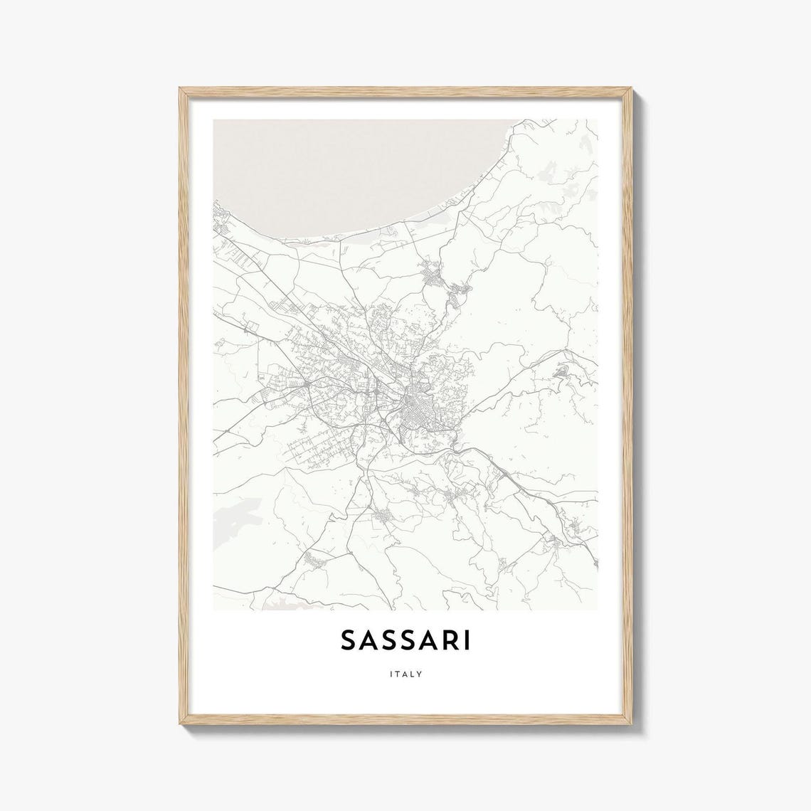 Sassari Sardinia Italy Minimalist City Line Map Art Poster Gift