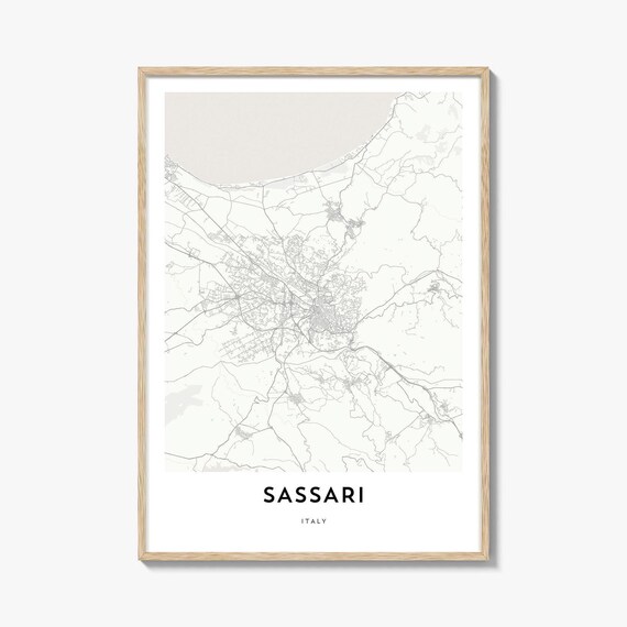Sassari Sardinia Italy Minimalist City Line Map Art Poster Gift