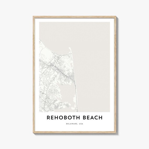 Rehoboth Beach Delaware Minimalist Street Map Coastal Town Poster