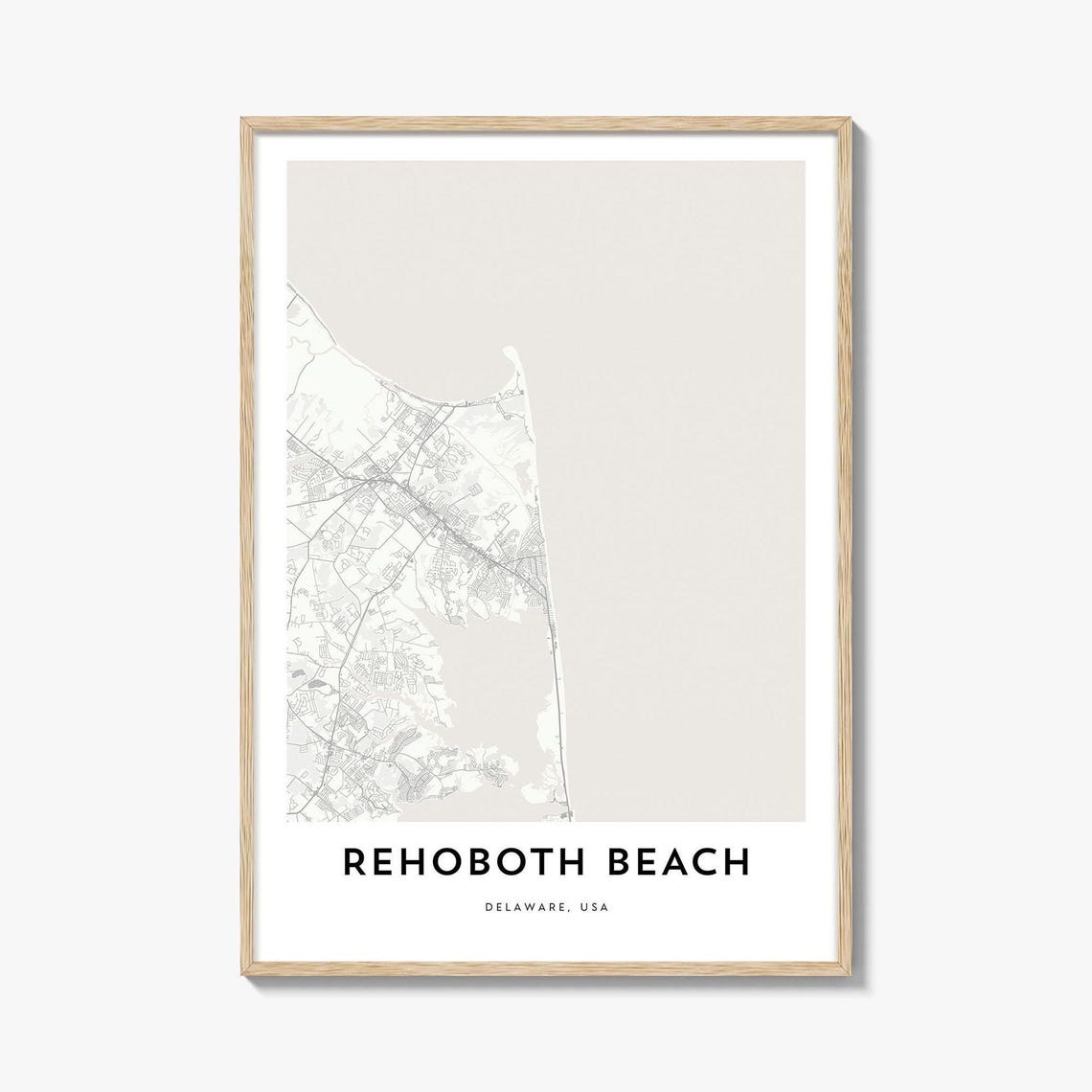Rehoboth Beach Delaware Minimalist Street Map Coastal Town Poster