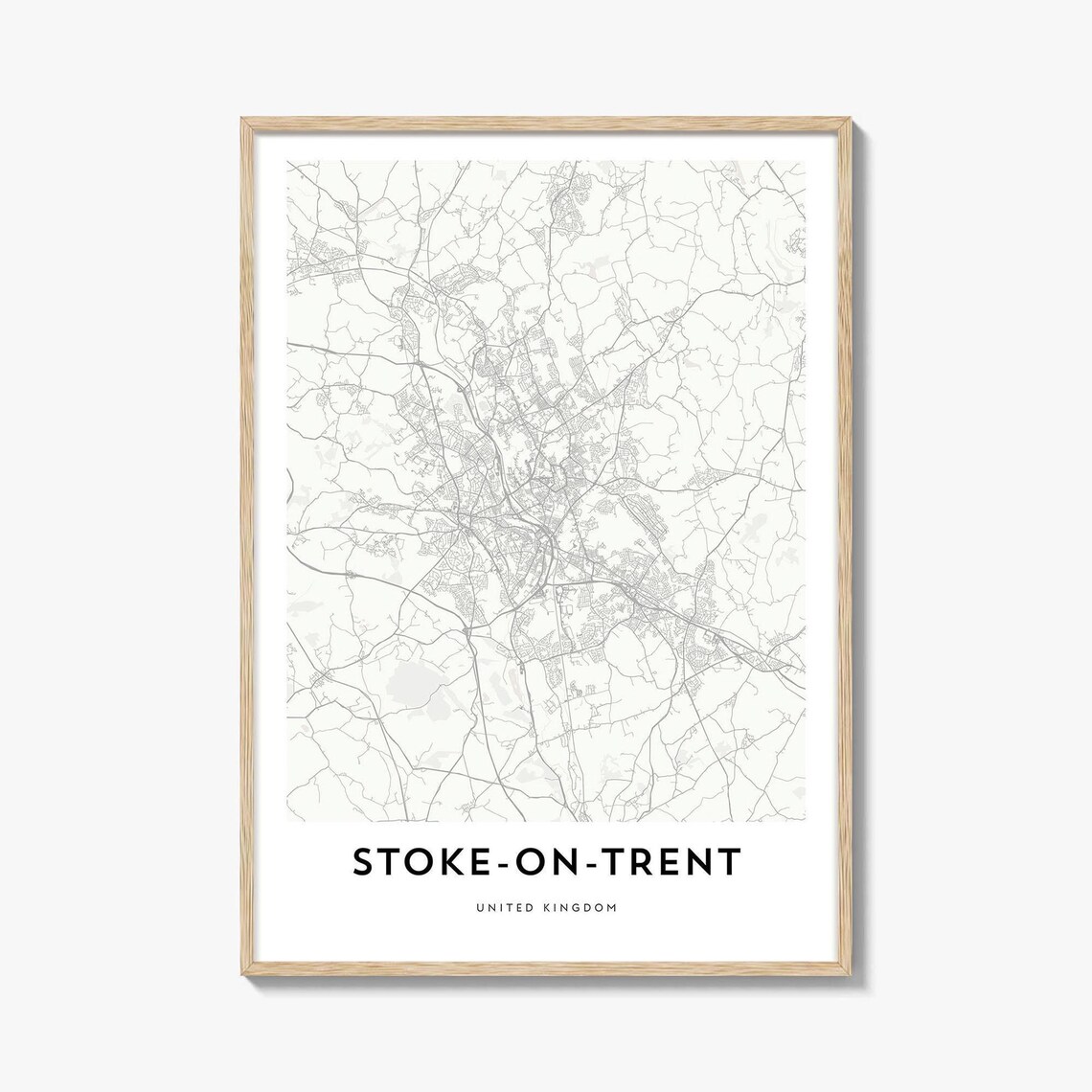 Stoke-On-Trent United Kingdom Minimalist City Street Line Map Poster