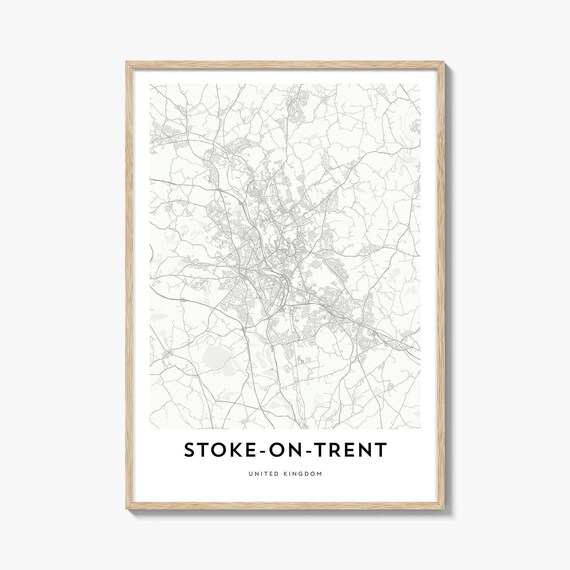 Stoke-On-Trent United Kingdom Minimalist City Street Line Map Poster