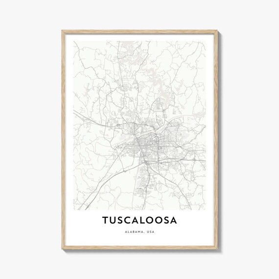Tuscaloosa Alabama USA City Map Minimalist Line Art Poster Decor