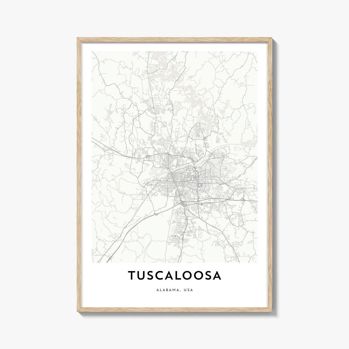 Tuscaloosa Alabama USA City Map Minimalist Line Art Poster Decor