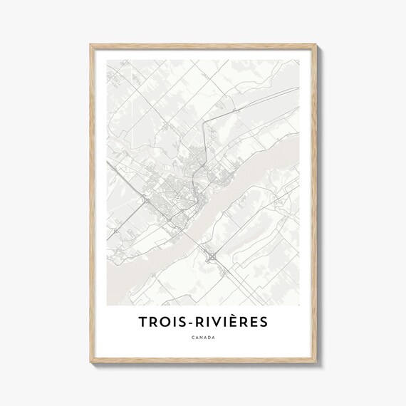 Minimalist Line Map of Trois-Rivieres Canada City Layout Poster