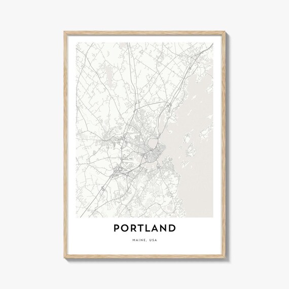 Portland Maine Minimalist Street Map Coastal City Modern Line Art Poster