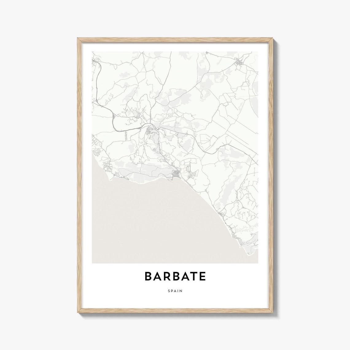 Barbate Spain Minimalist Beach Town Coastal Map Line Art Poster