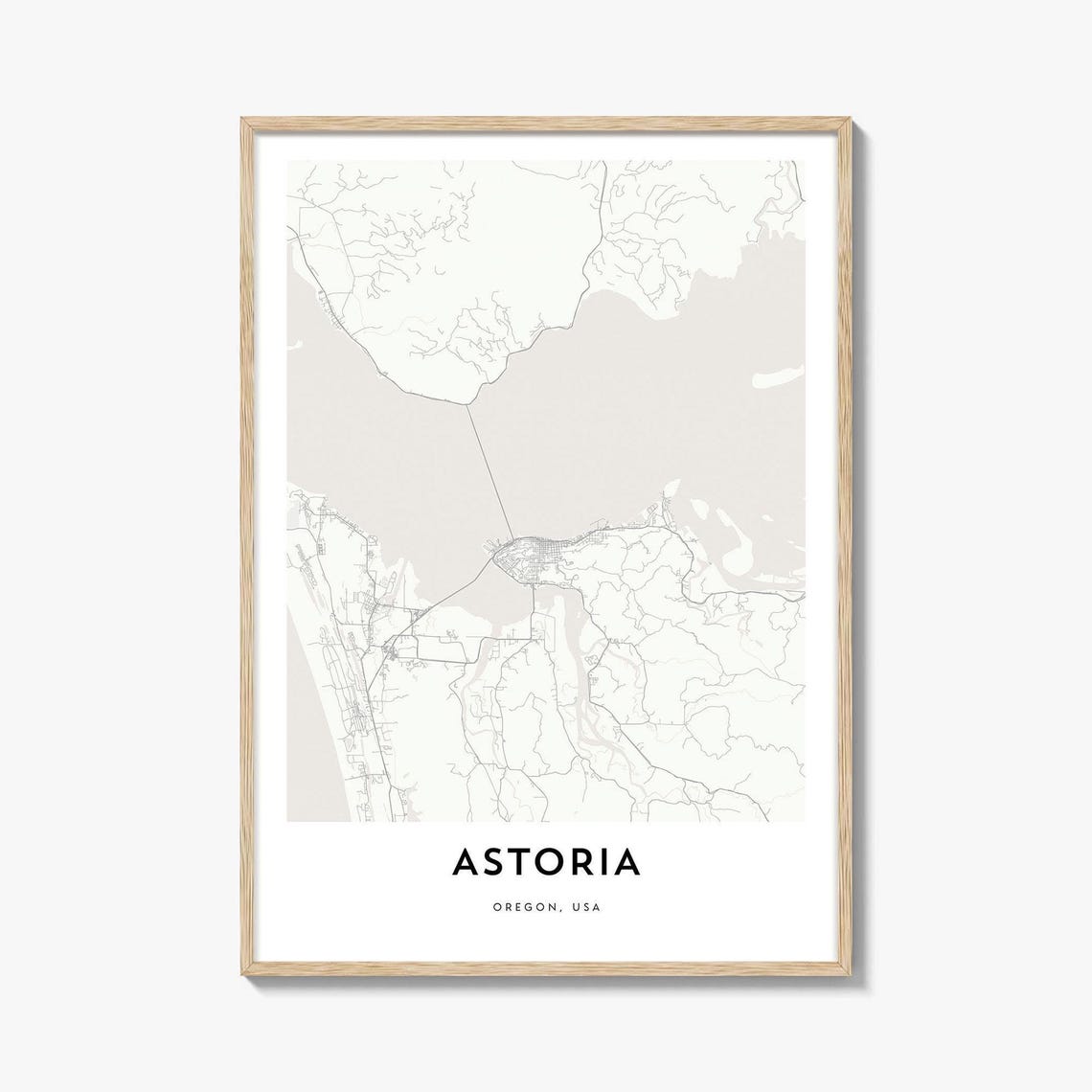 Astoria Oregon Minimalist City Map Modern Black White Art Poster