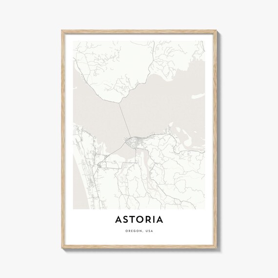 Astoria Oregon Minimalist City Map Modern Black White Art Poster