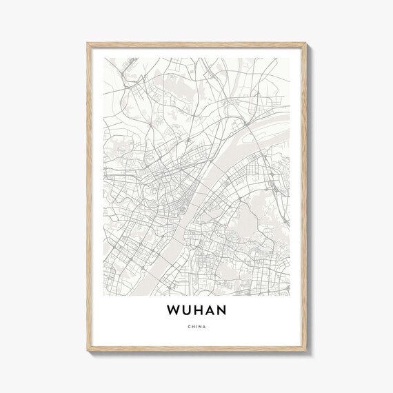 Wuhan China City Minimalist Street Map With Yangtze River Poster
