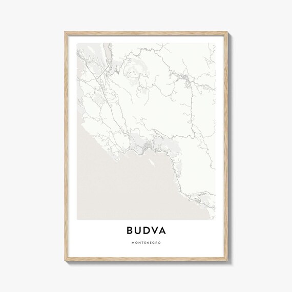 Budva Montenegro Minimalist Adriatic Coastal City Map Poster