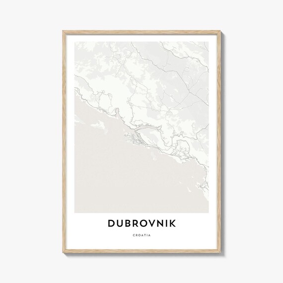 Dubrovnik Croatia Minimalist Old Town City Street Map Art Print