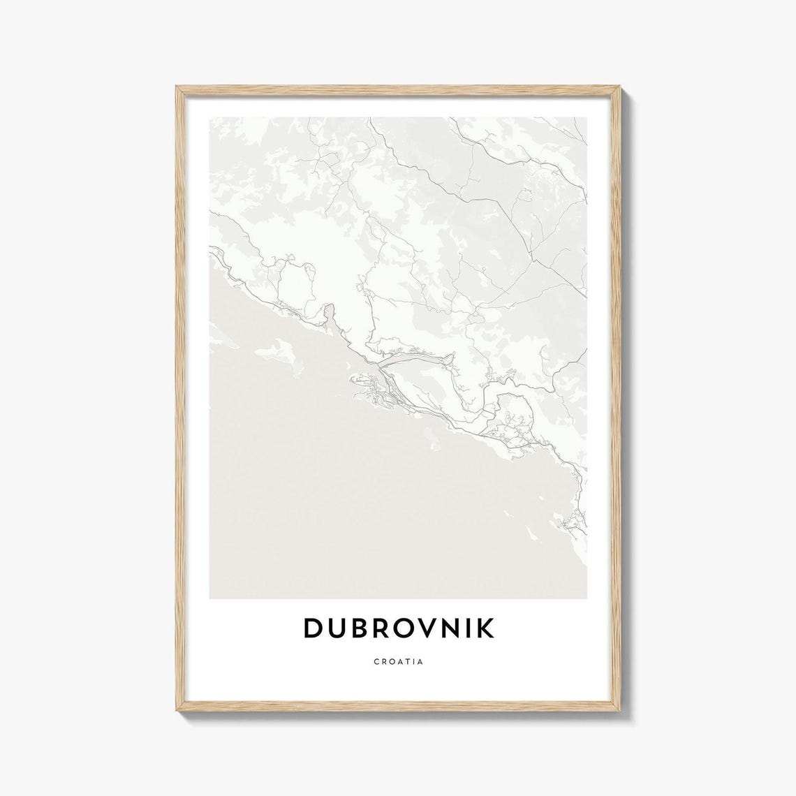 Dubrovnik Croatia Minimalist Old Town City Street Map Art Print
