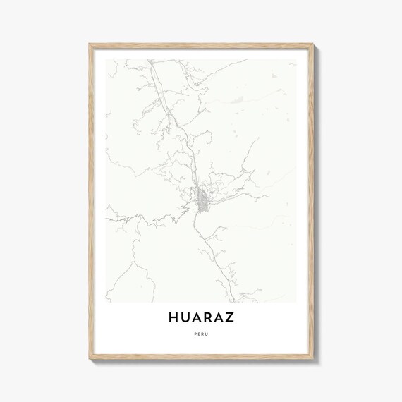 Huaraz Peru Minimalist Monochrome Andean Mountain City Map Poster