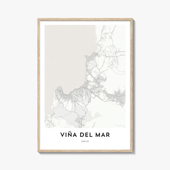 Vina del Mar Chile Minimalist Coastal City Map Poster Artwork