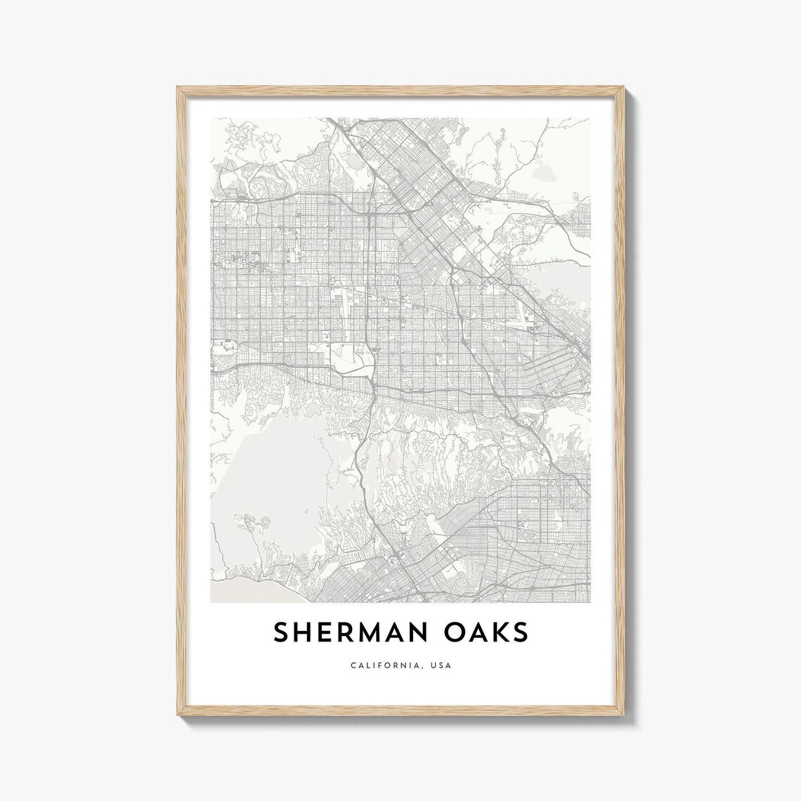 Sherman Oaks California USA Minimalist Street Map City Poster