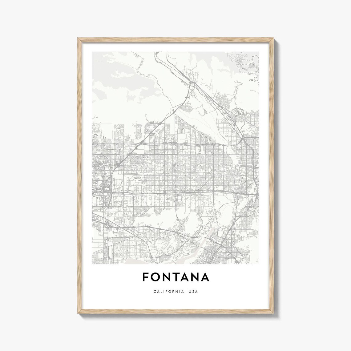 Minimalist Fontana California Street Map City Road Illustration Poster