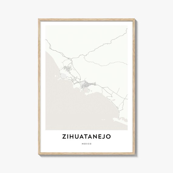 Zihuatanejo Mexico Minimalist City Map Street Art Print for Home Decor