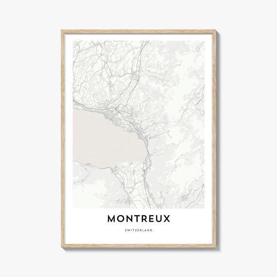 Montreux Switzerland Minimalist Lake Geneva City Map Art Poster
