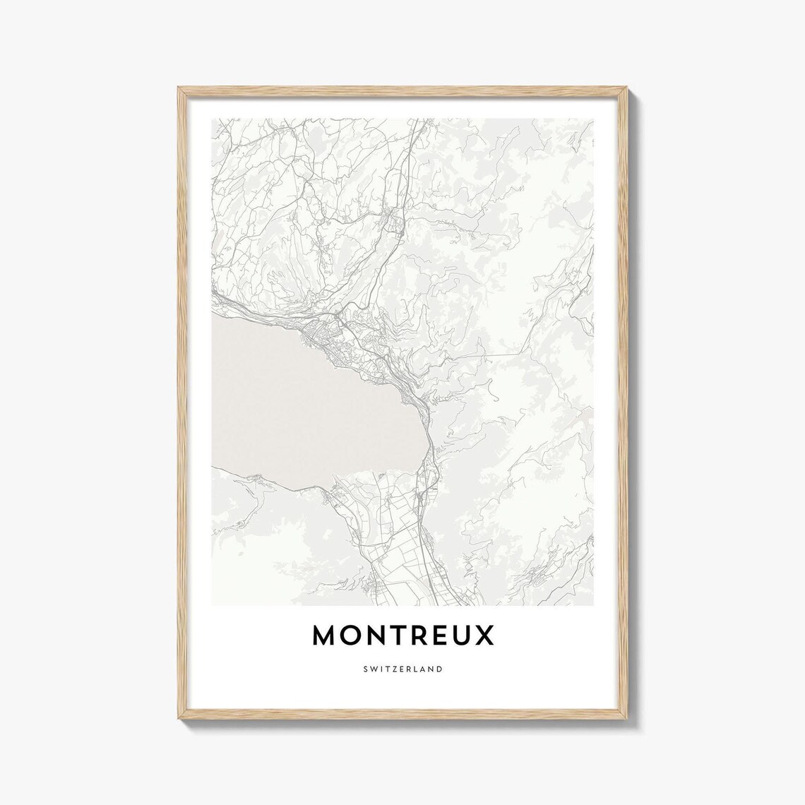 Montreux Switzerland Minimalist Lake Geneva City Map Art Poster