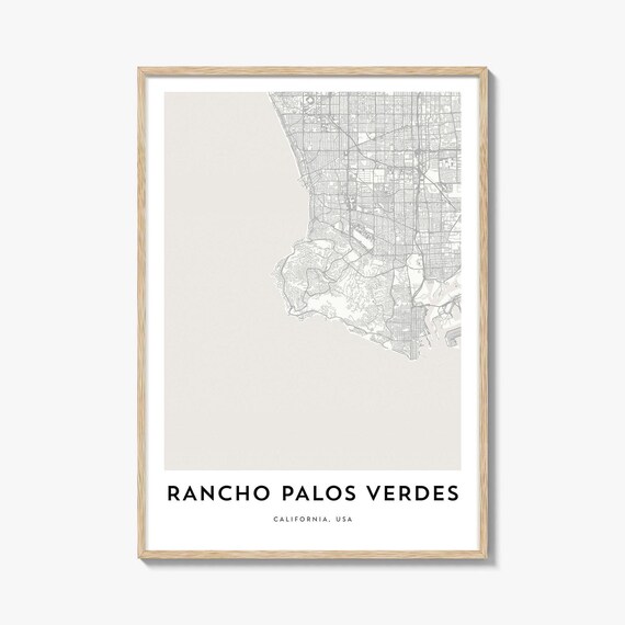 Rancho Palos Verdes California Minimalist City Street Map Poster