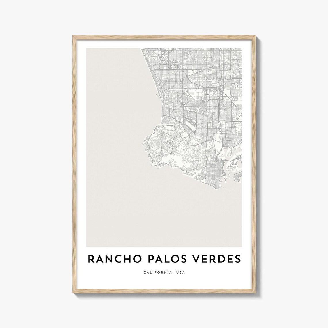 Rancho Palos Verdes California Minimalist City Street Map Poster