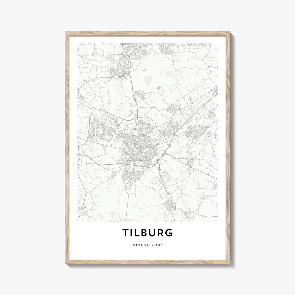 Tilburg Netherlands Minimalist City Street Map Line Art Poster