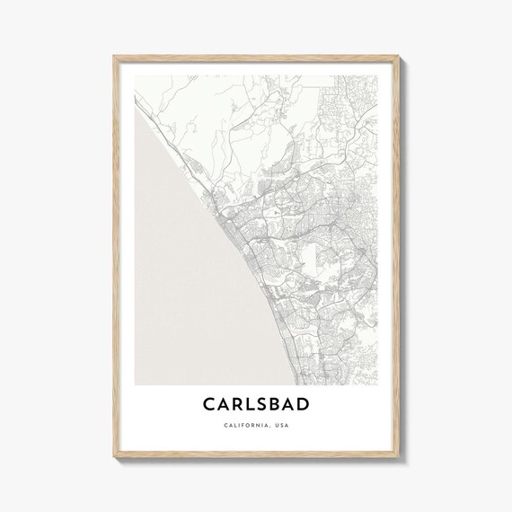 Carlsbad California Minimalist Street Map Coastal City Decor Print