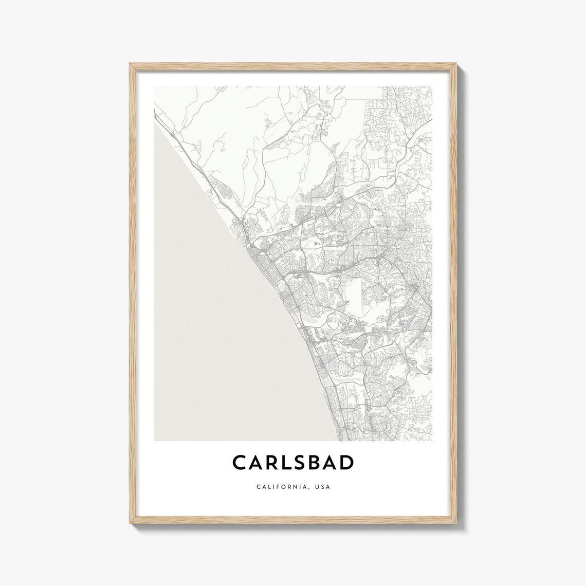 Carlsbad California Minimalist Street Map Coastal City Decor Print