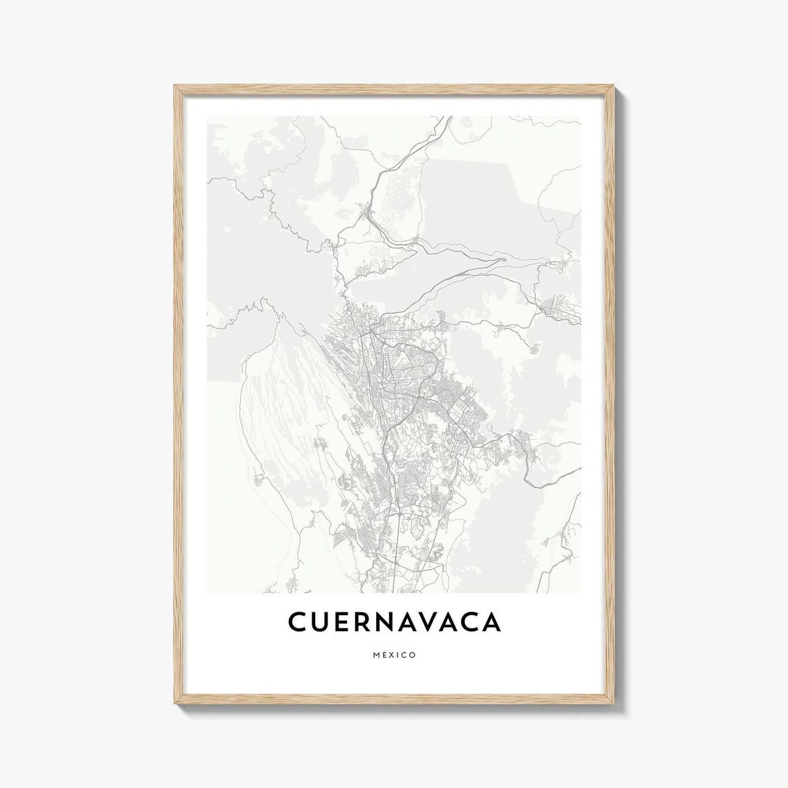 Cuernavaca Mexico Minimalist City Map Poster Art Gift Decor Sign